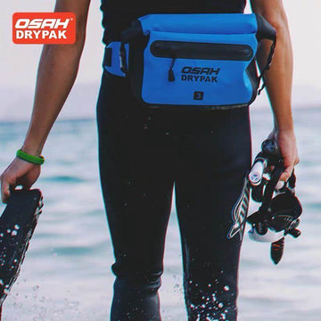 OSAH Waterproof Outdoor Waist Bag 3L Dry Water Resistant Heavy Duty Roll-Top Closure Cushioned Padded Panel Diving Surf Foating
